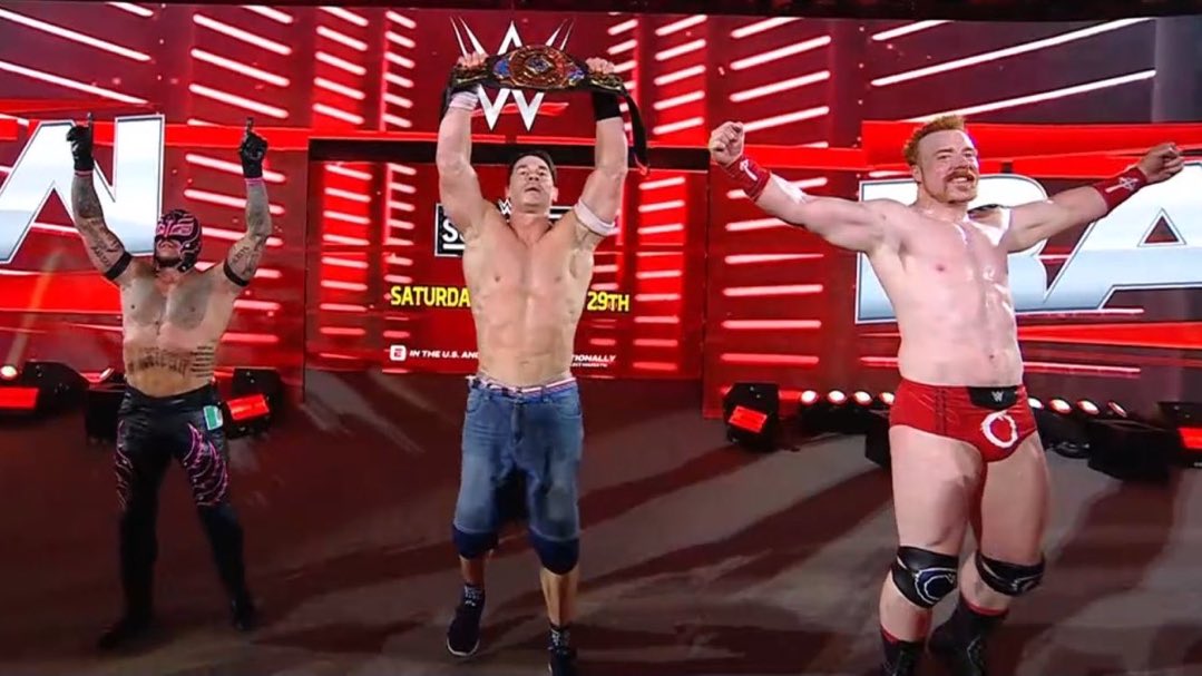 WrestleClips's tweet photo. I am so glad that we got this beautiful moment with John Cena, Sheamus, and Rey Mysterio ❤️ https://t.co/ZsbPwtgAGv