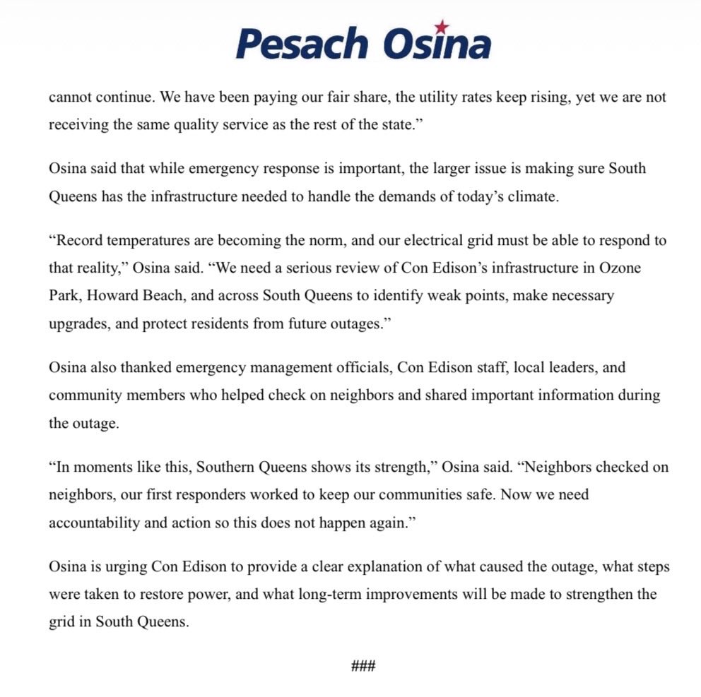 pesachosina's tweet photo. As your next Assemblyman, I will fight to make sure our communities are no longer treated like the stepchild of the city. We need stronger infrastructure, real answers, and better communication so residents are protected before the next outage happens. https://t.co/YkEtNfcyhA