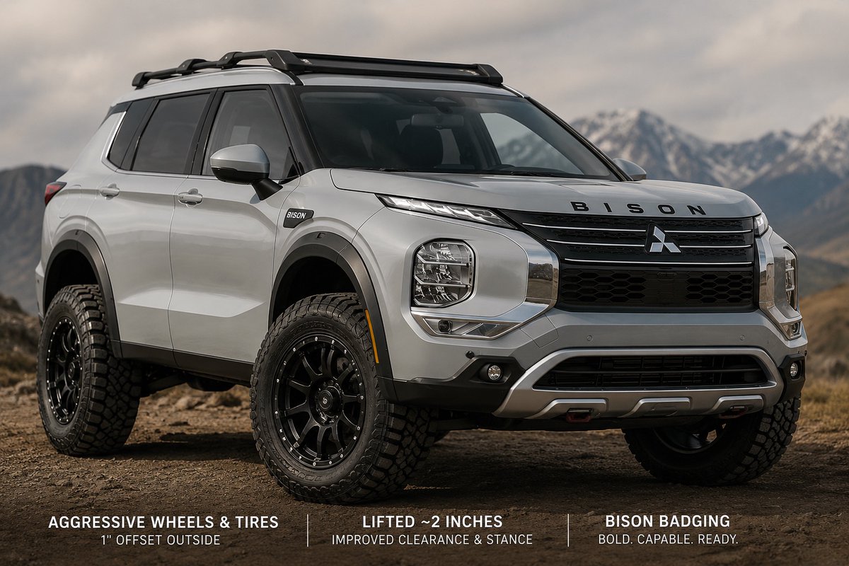 DDMethod's tweet photo. Custom tune of the #Mitsubishi Outlander.

The Bison package.

#cars #OutdoorLiving #4x4 https://t.co/VEXWGQ7h9w