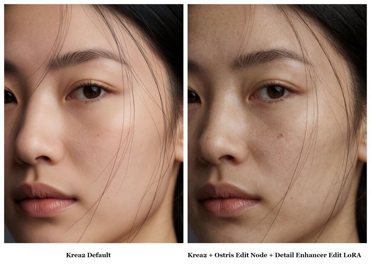 el_mejnun's tweet photo. Using @ostrisai 's amazing method I trained an edit LoRA for Krea 2 by @krea_ai . It's a detail enhancement lora.

You can read the details and download from:

https://t.co/jugbpFBy8h

https://t.co/PHvMi7tYSP https://t.co/CQuROFPlwS