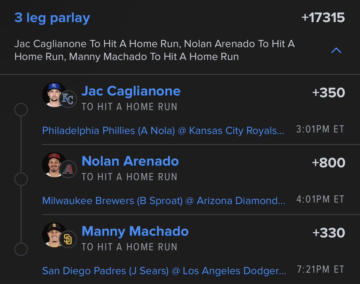 43Jane's tweet photo. DINGER SUNDAY SPECIAL ⭐️

Jac Caglianone
Nolan Arenado
Manny Machado
IM SO DIALED IN📞

Need a win? ➡️ Click the Link for more  Secured winning picks  in my Comment

#NBA #fanduel #DraftKings #NBAPicks #NBAX  #Parlay #NBAPlays #MLB #nbabets #NBAProps #prizepicks #GamblingX https://t.co/MkeHrKf4Fn