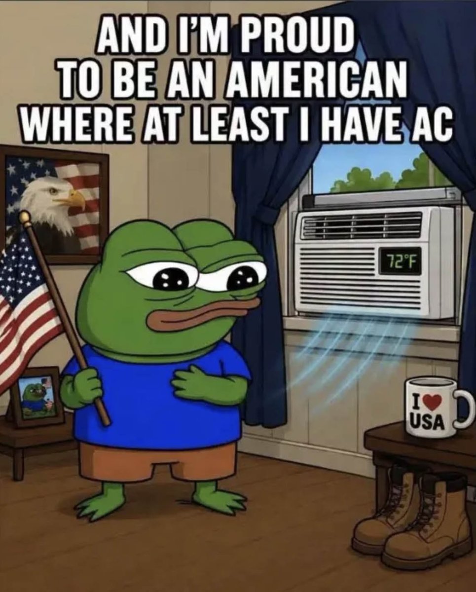 GrrrGraphics's tweet photo. Are you 'proud to be an American'?  Let me know! 
Repost to make Europeans cry hot tears of envy! 
Follow @GrrrGraphics for more fun than a hot summer in NY  with your AC set at 78º 🤣🤣🤣 https://t.co/3WEjpohNdE