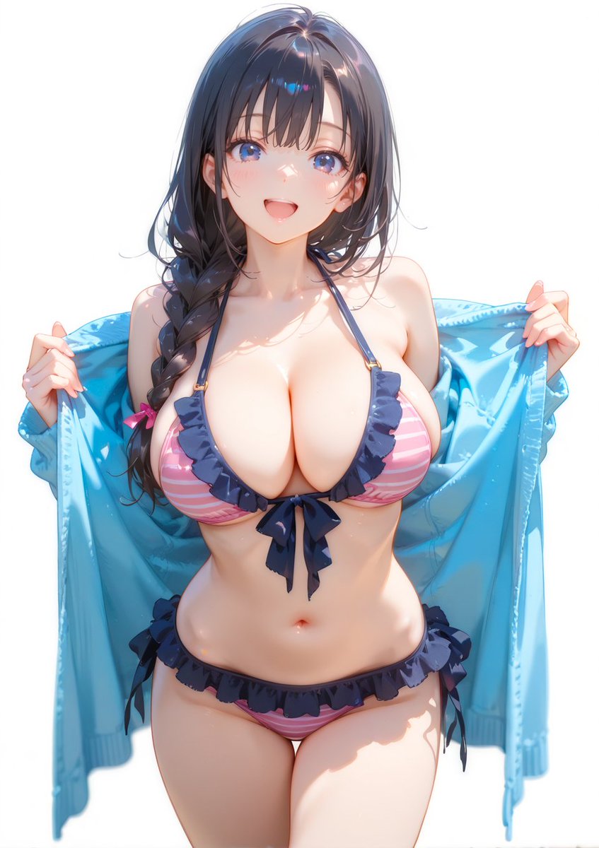 アニメキャラクター 水着イラスト じゃーん！新作水着ー！」 SFW anime-style illustration