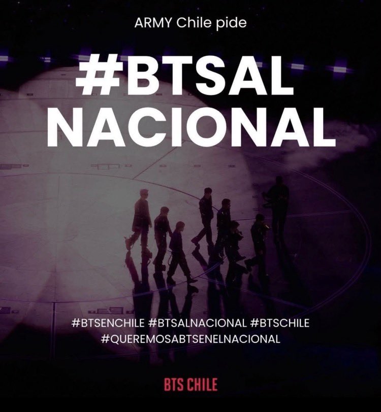 Mercypaguilar's tweet photo. #BTSALNACIONAL
#BTSENCHILE
#BTSCHILE
#QUEREMOSABTSENELNACIONAL

ARMY x BTS https://t.co/f2LTrISXMK