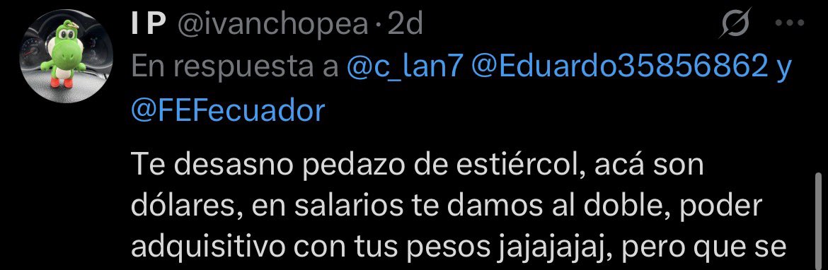 c_lan7's tweet photo. @ivanchopea @Eduardo35856862 @FEFecuador JAJAJAJAJA SIN DUDA NO SABES COMO RESPONDERME REFUTAME Y DEJA DE METER COSAS NADA QUE VER https://t.co/SI34ylCVzw