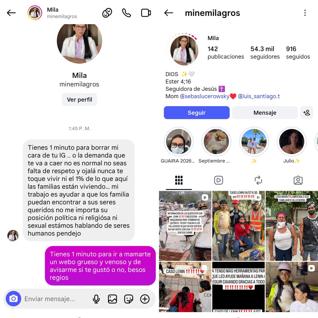 cuquirobollo_24's tweet photo. La tipa del vídeo q dijo q el novio estaba muerto a las 6pm aunq Lenin Peña seguía a 10pm,me amenazó y como respondí borró su comentario y puso historias como q yo insulté 1ero.Como Manuelconecta:biblia y seguidore con trampa.Por eso "ayudan",son chavistas panas d él.Sigo abajo👇 https://t.co/Ep1JfE9lqR