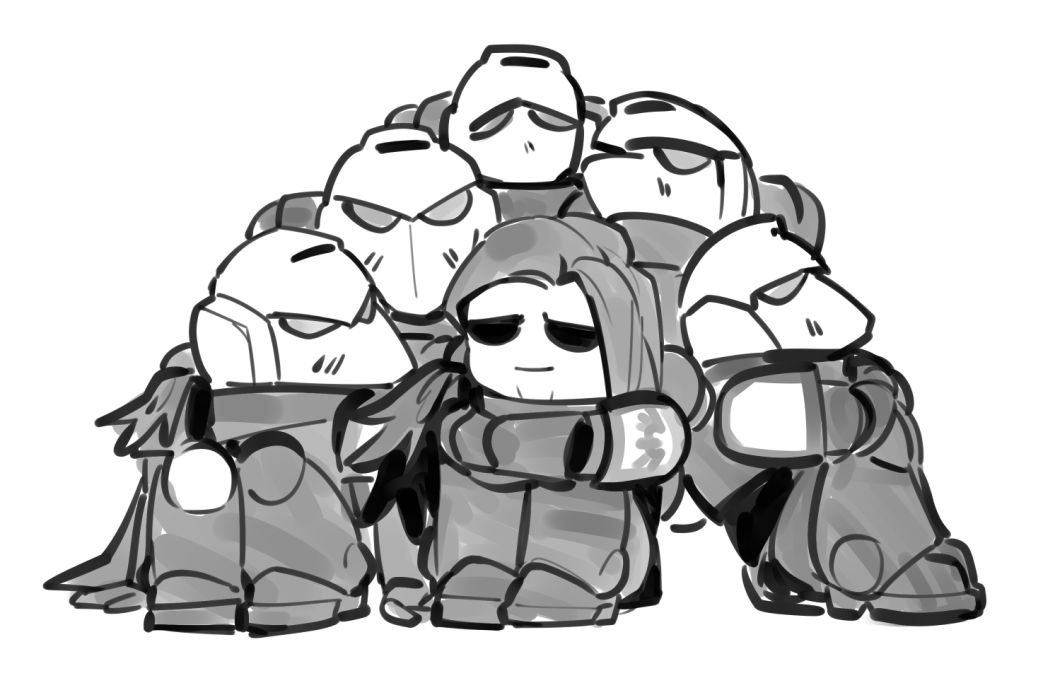 its_the_Autumn's tweet photo. Comfort pile Raven Guard. 
#warhammerartwork #warhammer40k #ravenguard #warhammeroc https://t.co/yNgvNgqA6X