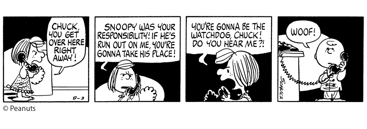 zip_palette's tweet photo. 📚[PEANUTS DICTIONARY #1096]📚

本日のフレーズ
「SNOOPY WAS YOUR RESPONSIBILITY!」
(1977年8月3日)

スヌーピーはあなたの責任でしょ！
#zipfm #PEANUTS #まぎぱれ #PD #スヌーピー https://t.co/HfXG1DVpyW