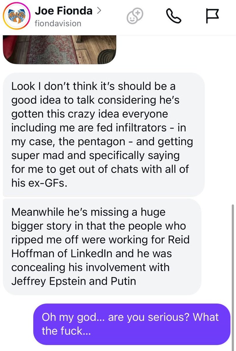 ProjPM's tweet photo. Anyone who claims you "think everyone's a fed" is either
a. a fed
b. a moron
c. both, like Joe Fionda here, who forgot he put "reported to US Special Operations Command" on his LinkedIn and that I use my girlfriends for counterintel and they're out of your league anyway, Joe. https://t.co/xmg7Q3YUT0