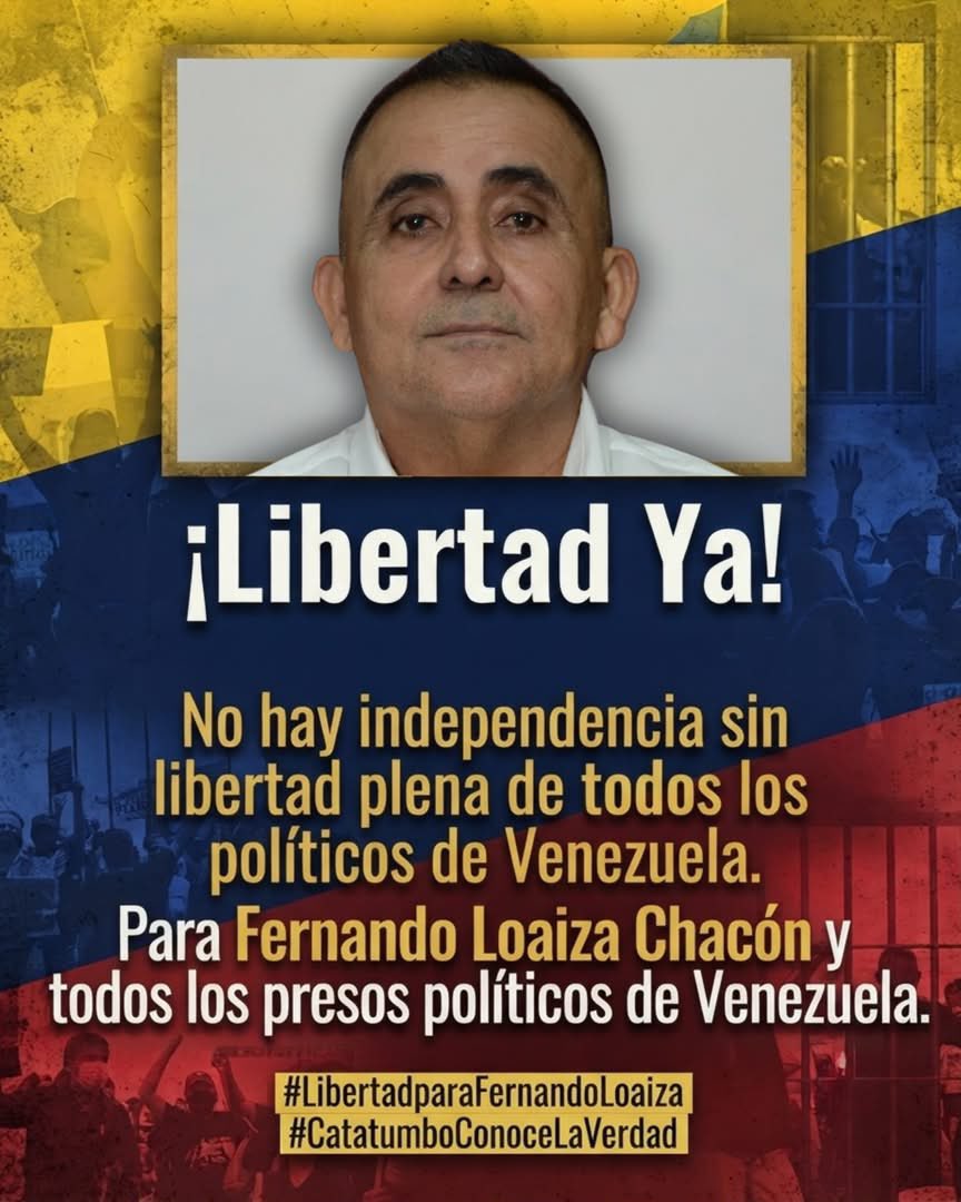 FernadoLoaizaCh's tweet photo. No hay independencia sin libertad plena de todos los presos políticos de Venezuela 🇻🇪 

#libertadparaFernandoLoaiza #libertadparatodoslospresospoliticos #Venezuela https://t.co/n9hEDtHlY2