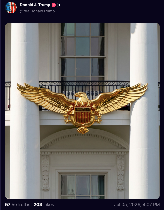 SantaSurfing's tweet photo. President Trump posted the Golden Eagle again!! 🥳
🦅🪙🦅 https://t.co/VAY5UQiyBp