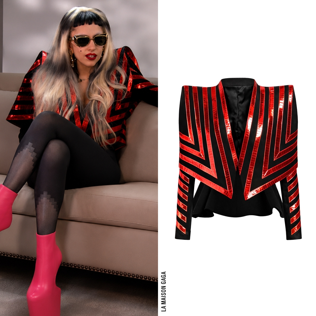 LaMaisonGaga_'s tweet photo. Lady Gaga was interviewed by Giuliana Rancic for @ENews wearing custom @GPugh_Studio F/W11 jacket paired with @Mugler F/W11 paneled leggings and custom @TatehanaStudio "Lady Mary" boots https://t.co/RBFZpEQDxf