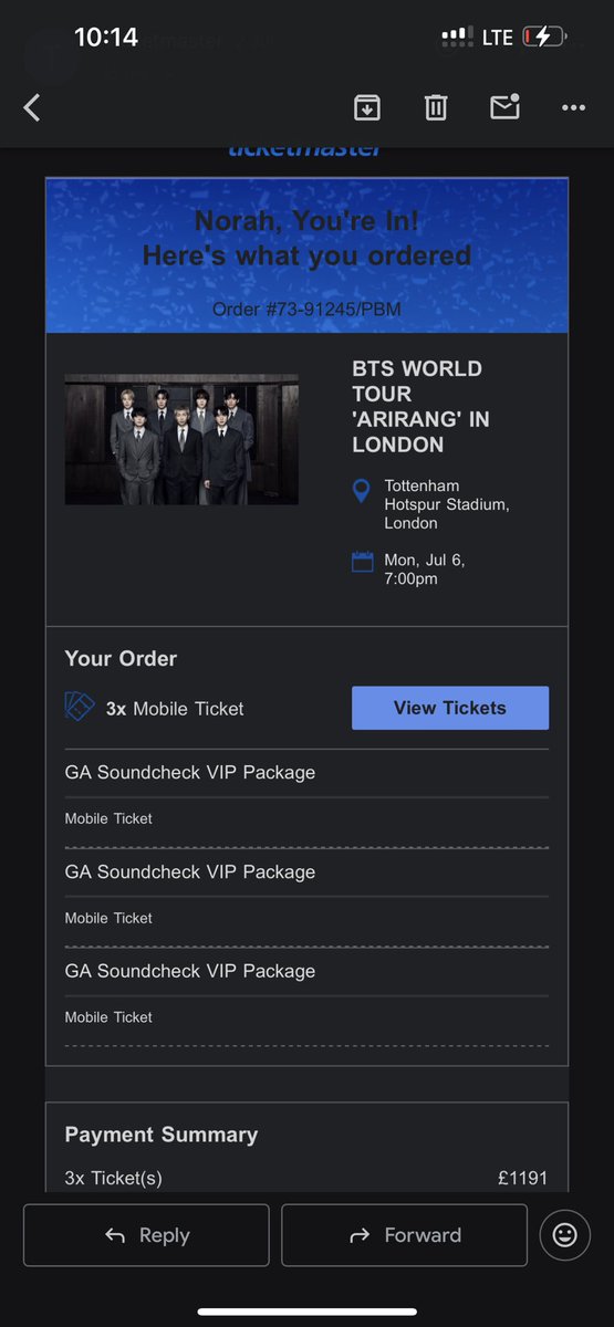 icynorah's tweet photo. wts 3 vip bts London tickets for face value!! We got vip for another day we would prefer going and we want what we paid £397

can provide proof of tickets + past sale

iso wtb Wts wtt ticket face value vip standing https://t.co/OukiIgOBkj