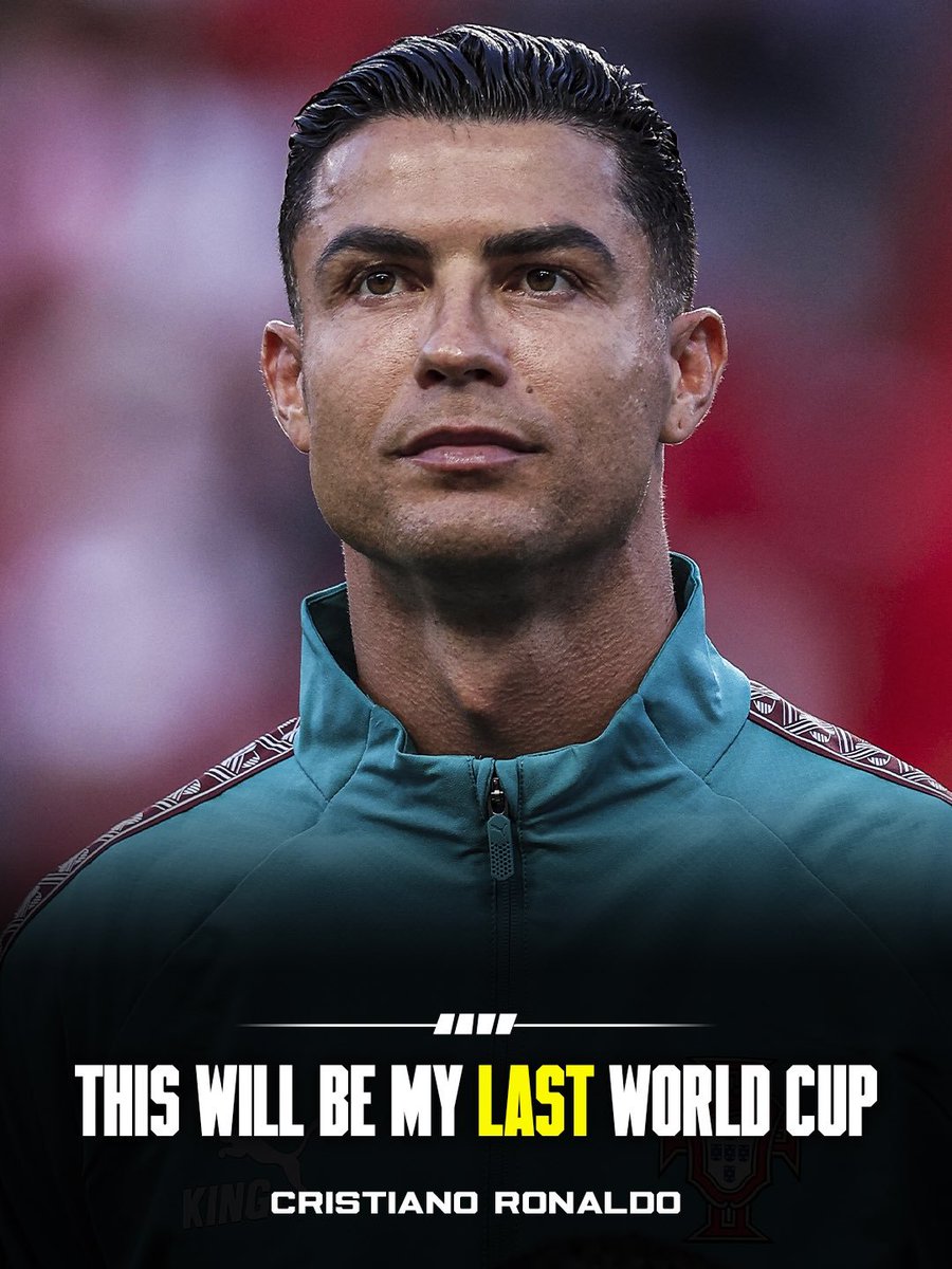 ireunusual's tweet photo. OFFICIAL: Cristiano Ronaldo confirms this will be his LAST World Cup. 👋🏼

“Yes, it’s my last one. Let’s go and enjoy it https://t.co/njHaVkBnMW