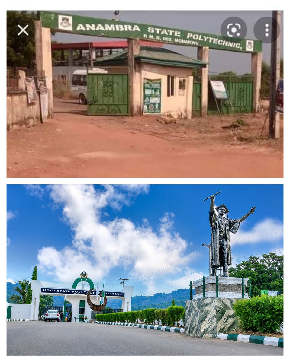 osazenoo's tweet photo. Anambra State Poly vs Kogi State Poly

When you guys say Peter Obi invested in and improved education in Anambra State, what exactly do you mean? https://t.co/vQx29e6FC0
