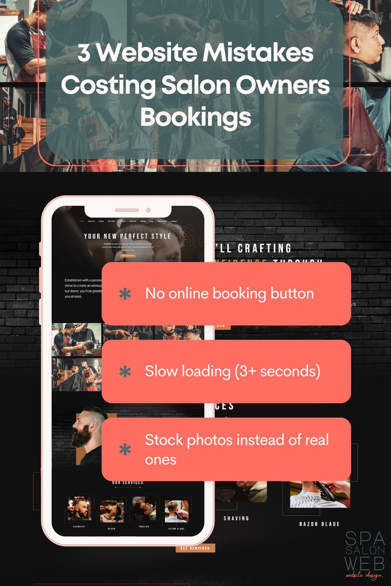 wordpressdony's tweet photo. 3 Website Mistakes Costing Salon Owners Bookings

Salon website mistakes that cost you clients | Spa website tips | Salon booking system | WordPress for salons | Small business website tips

#SalonWebsite #BookingMistakes #SalonMarketing #WebsiteTips #SalonOwners https://t.co/aJvbnUdGcv