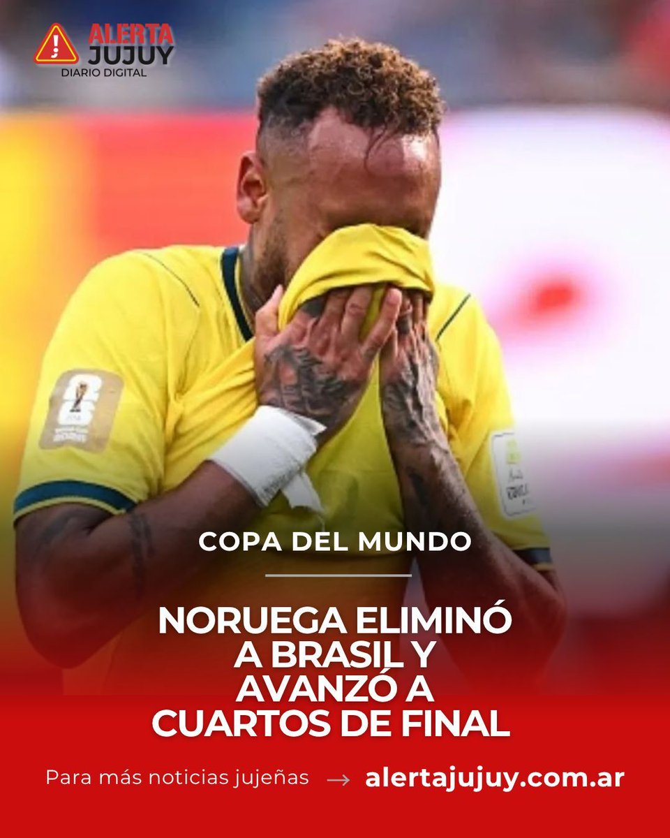 Alerta_Jujuy's tweet photo. Con doblete de Haaland, los vikingos vencieron 2-1 a Brasil y se clasificaron a cuartos del Mundial. Neymar descontó de penal, pero no alcanzó. https://t.co/Q9g4jRN0Xv