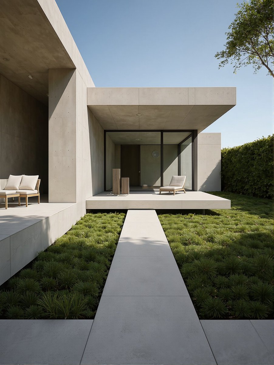 morr_arch's tweet photo. Villa Linea is a study in modern restraint—its low, linear silhouette wrapped in smooth concrete and expansive glass. https://t.co/oYhzRNcYwO