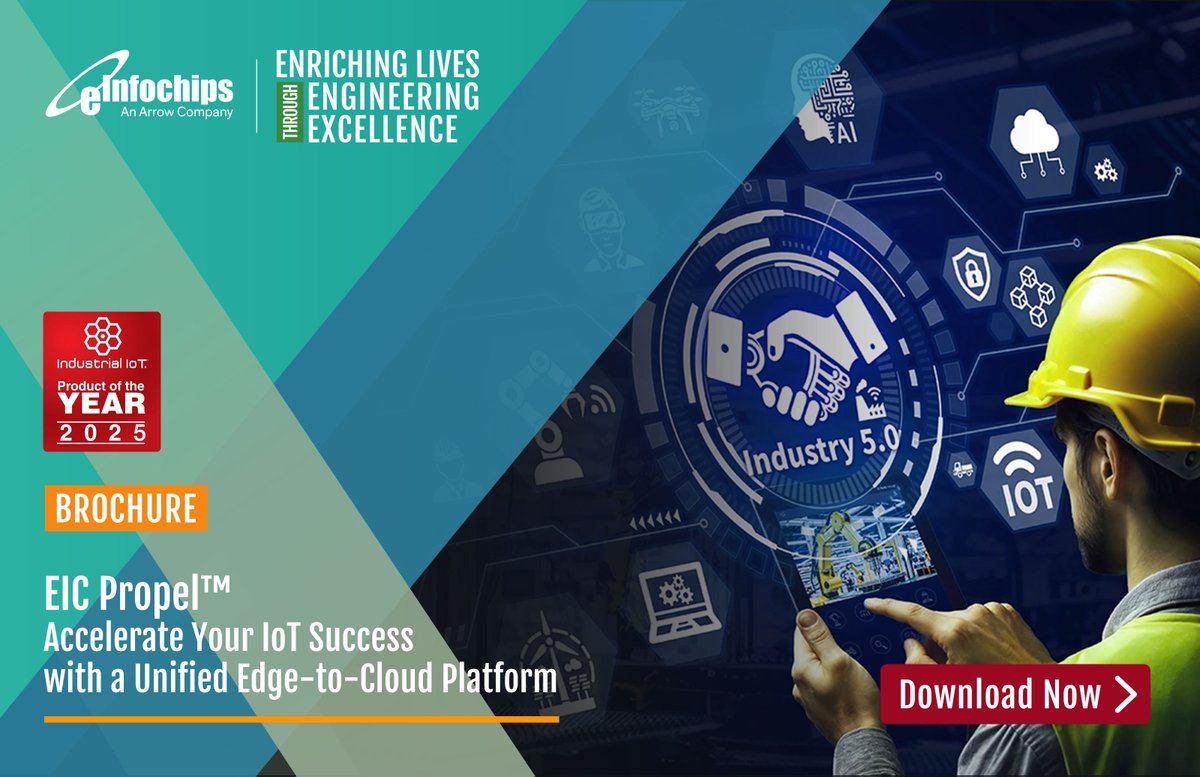 einfochipsltd's tweet photo. Empower your IoT ecosystem with a unified platform that enables seamless device connectivity, real-time insights, and scalable operations. eInfochips EIC Propel™ helps businesses simplify complexity, enhance visibility, and unlock smarter, data-driven outcomes across the edge and cloud.

Drive innovation faster with a secure, future-ready IoT foundation: https://t.co/414iFbEvyE

#EICPropel #IoTPlatform #DigitalTransformation #EdgeIntelligence #IndustrialIoT