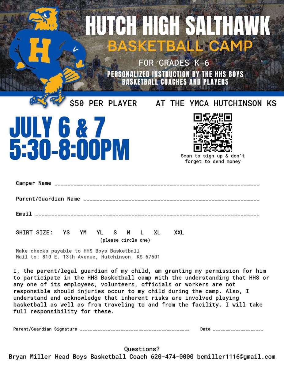 salthawkad's tweet photo. Reminder: Camp starts Monday night at the new YMCA!!  Have a fun and safe 4th of July https://t.co/AeL5kLwBMg