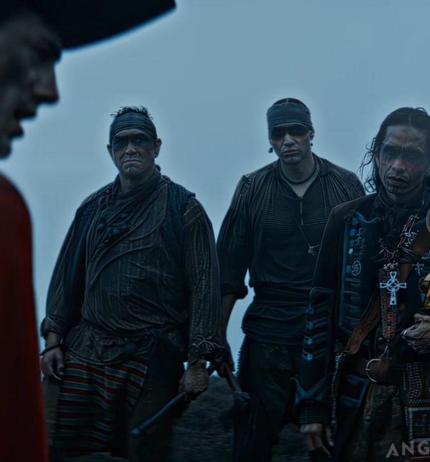 theE9807's tweet photo. I watched Young Washington yesterday, I couldn't help but notice this scene and the cross on the leader of one of the tribes.  @swolterhookedx  Celtic cross? https://t.co/rjqTIaDhCv