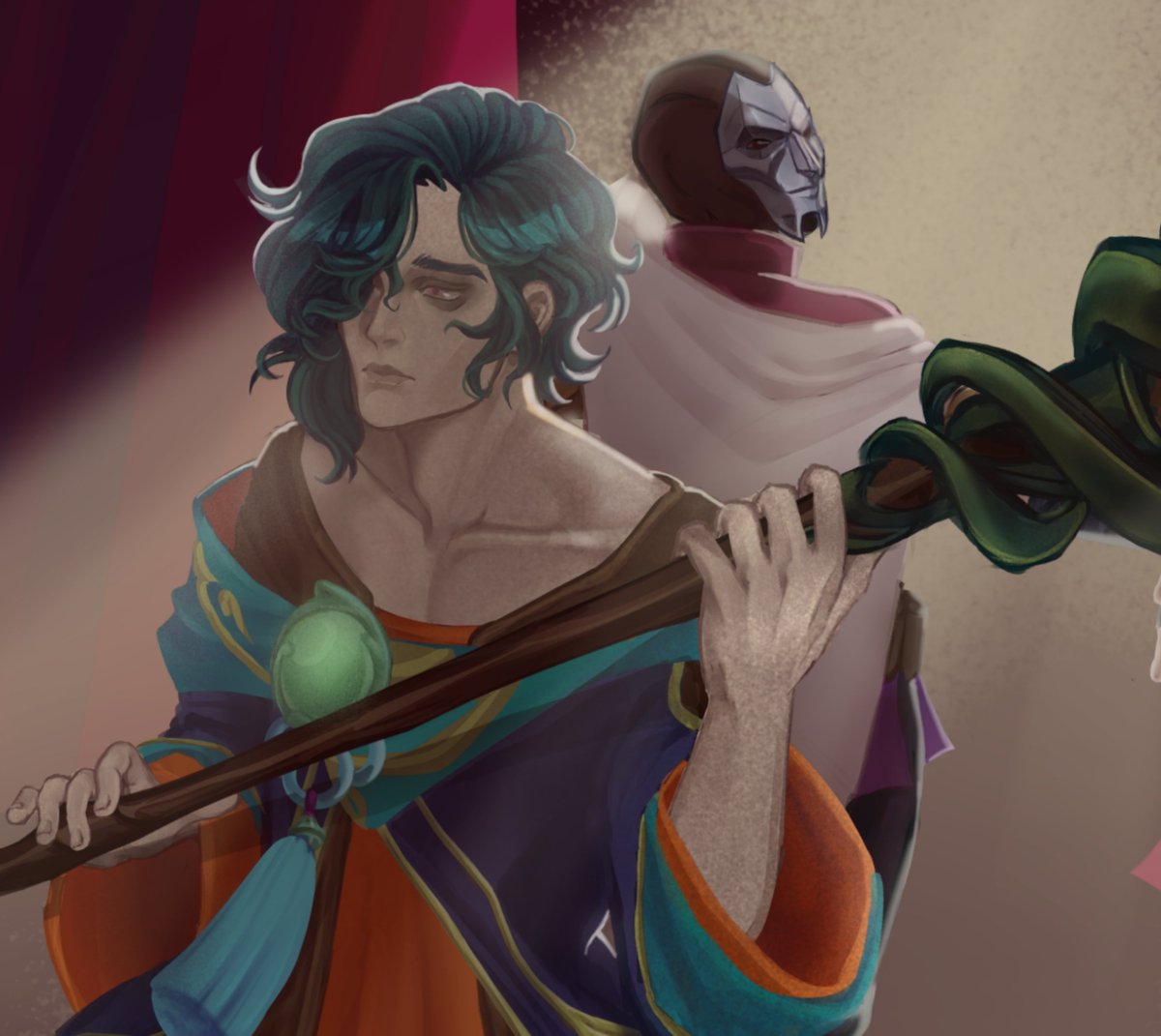 KittenPlushe's tweet photo. My artwork with this two from the last year but I still like it!! 
#leagueoflegendsfanart #jhin #hwei #jhinhwei https://t.co/e2BK42vkaU