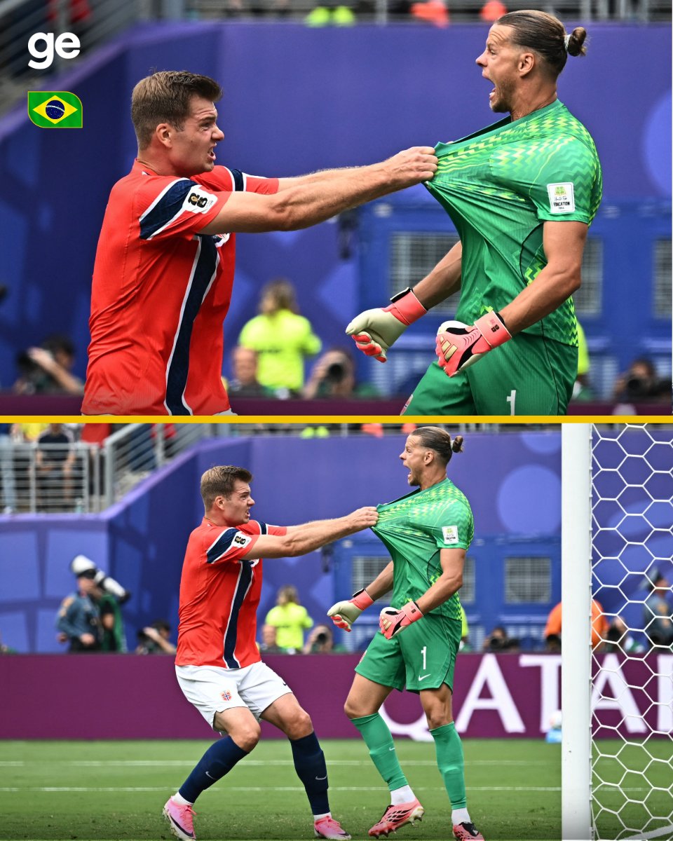 geglobo's tweet photo. Olha a comemoração do goleiro Nyland, da Noruega, após defender a cobrança de pênalti de Bruno Guimarães.

📷 Reuters

#CopaNaGlobo #ge2026 #TaLiberadoAcreditar #selecaobrasileira #Brasil #futebol #carrossel https://t.co/lB08RW0n6g