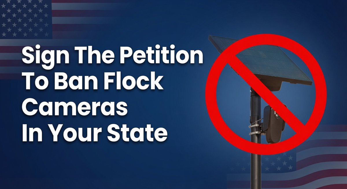 OrwellDay's tweet photo. 369 people have signed the petition to ban flock cameras at the State level so far.  Will you add your name?
>> https://t.co/MuaRUozLEI https://t.co/GyMP0ejyIn