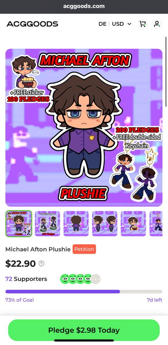 TiaRuru83's tweet photo. GUYS WE CAN DO IT WE GOTTA LOCK IN
LESS THAN 30 PLEDGES LEFT🙏🙏🥹 ‼️1 WEEK LEFT‼️
https://t.co/RLA7CTED4c

If we hit the goal, I'd be up to turn more characters into plushies btw!!
#michaelafton #fnaf #michaelaftonfnaf #fnafsisterlocation https://t.co/CA8MOYEo1A