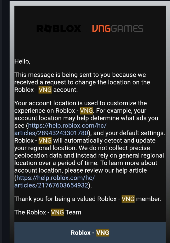 xnxkwxd's tweet photo. THE WRITTEN COMMITMENTS ROBLOX AND VNG NEVER EXECUTE

Every locked-out user has been given the same reassurances in writing over the past months. Automatic detection. Data protections. Human review paths. Support response times. Compensation delivery.

None of them execute.

Five documented broken commitments, each verified across multiple users, each in writing, each traceable to Roblox or VNG official communications:

COMMITMENT 1: "Roblox - VNG will automatically detect and update your regional location."

Verified across 5+ users receiving this exact language from Roblox VNG support over the past months. Most recently confirmed in writing this week by a Vietnamese user who received the identical template. Zero cases where automatic detection was actually performed. Region locks remain intact months after the commitment.

(Note: The attached screenshot is a public sample of the standard Roblox-VNG support email received by affected users).

COMMITMENT 2: VNG Play Store listing declares "No data collected."

Full data processing is observable in the application — account routing, behavioral tracking, purchase flow, session state. The Play Store declaration is a false representation to Google's data safety requirements and to every user who checked the listing before downloading.

COMMITMENT 3: Human review escalation path.

Roblox support publicly represents that escalations move to human review when automated responses do not resolve the issue. In practice, human review only surfaces through non-documented bypass routes — chatbot exploitation via the mobile Account:Hacked flow, or consumer rights framing that forces support into legal-review territory. Users following the documented path never reach human review.

COMMITMENT 4: VNG support SLA of 8:00 to 20:00 GMT+7.

Currently under real-time test. A verified ID user in the coalition submitted a bug report at 11:05 AM Vietnam time on July 4. VNG's stated support window closes at 20:00. Zero response 48+ hours later, six user-side reminders ignored, mass issue classification confirmed by the user based on peer reports of the same silence. Documented business hours failure across multiple simultaneous cases.

COMMITMENT 5: "Robux compensation has been credited to your account."

Roblox stated in writing to a Vietnamese user this week that Robux compensation for a Community Guidelines removal had been credited. The compensation was never delivered. The user is VNG-locked with no spending verification access, no dispute mechanism, and only automated Vietnamese-language ticket acknowledgment from Roblox-VNG support pipeline (ticket 175207808 on record).

Each commitment above is documented in writing, sourced to Roblox or VNG official communications, and verified across independent users.

For regulators, each represents a distinct material misrepresentation of service capability or delivery.

For consumer protection authorities, each represents documented deception about the terms and quality of service.

For attorneys, five broken commitments verified across independent users is a pattern, not an isolated failure. Pattern equals intent.

For every user who was told "please be patient, the system will update automatically" — the system was never going to update. The commitment was the response. The execution was never intended.

Full documentation pinned. Complaint guide available in Russian, English, Vietnamese.

Coalition Discord for verified affected users: https://t.co/lpSmNfWrOQ

@Roblox @VNGCorporation

#Roblox #RobloxVNG