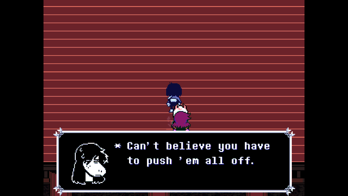 OstaxTheFrog's tweet photo. If you push fake statue last in that one room, you get this dialog
#deltarune #deltarunechapterfive https://t.co/g39XSh01UW