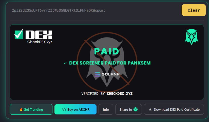 PANKSEM_dev's tweet photo. Dex is paid! Confirmed by #CheckDEX

https://t.co/M96Lz8ZAEo

Powered by @GetLitAi https://t.co/8aQF0Yr3eO
