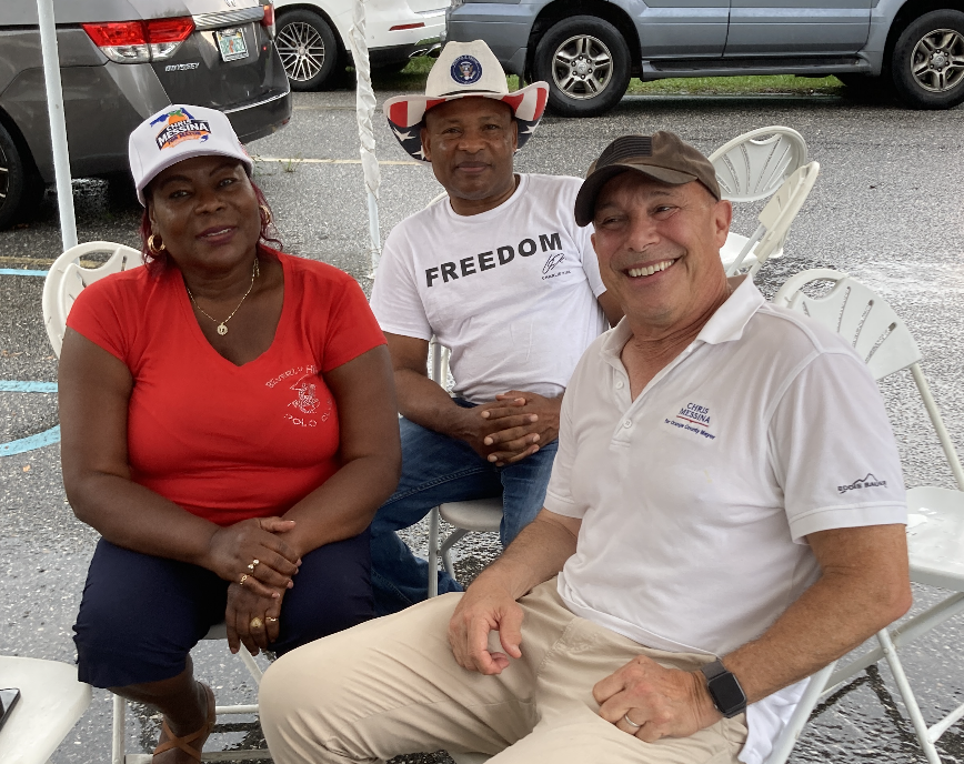 ChrisMessinaFL's tweet photo. Pelting rain wasn't going to stop a joyous Haitian-American/West Indian-American celebration of America's #250th Independence Day in OakRidge yesterday! Happy to be invited! https://t.co/odtk0bG2We