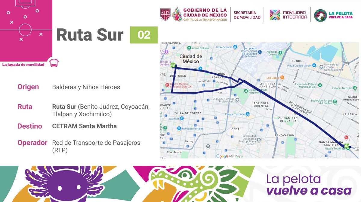 LaSEMOVI's tweet photo. Regresa seguro a casa después del partido de mañana México VS. Inglaterra. 🏟️🇲🇽🏴󠁧󠁢󠁥󠁮󠁧󠁿

Para garantizar una movilidad segura a todas y todos, a través de #RTP ofreceremos 4 rutas alternas en diferentes puntos de la ciudad que operarán hasta las 01:00 hrs.🌙⏰

Toma tus previsiones e identifica los puntos de ascenso y descenso. 📍🚍👇