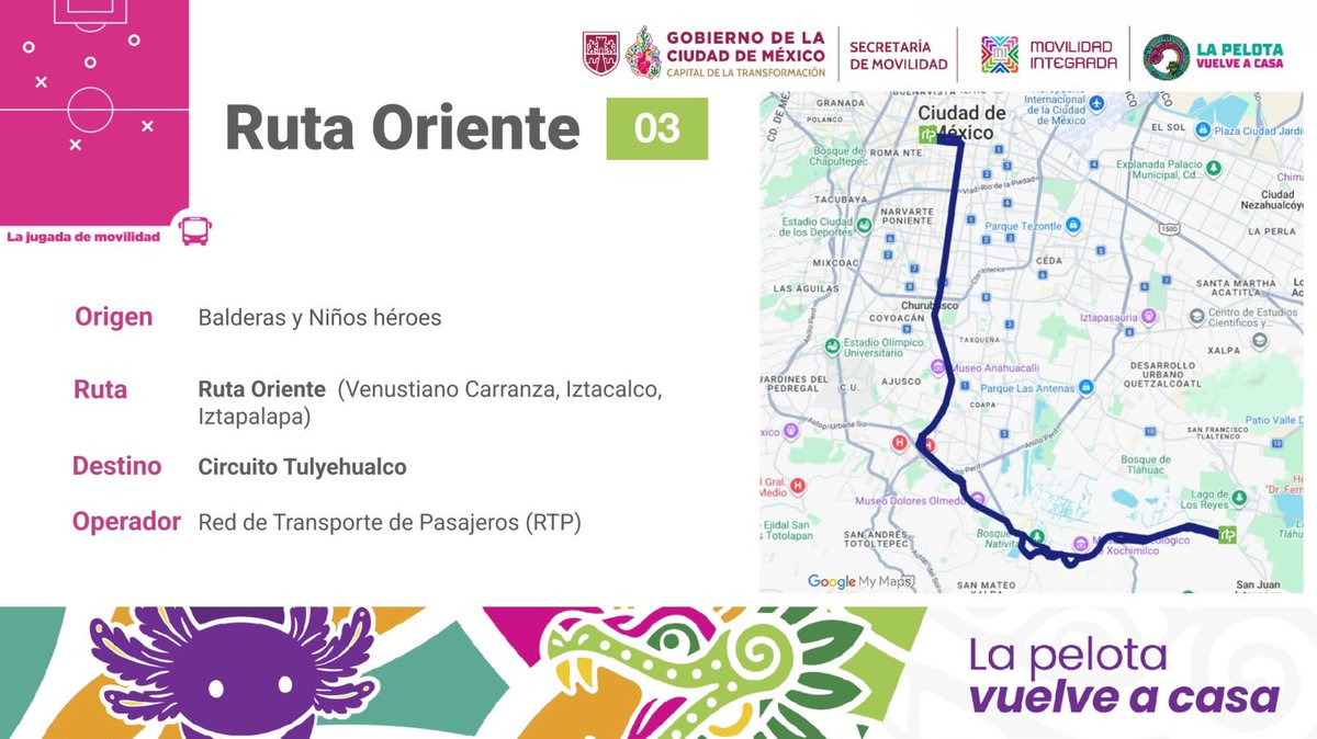 LaSEMOVI's tweet photo. Regresa seguro a casa después del partido de mañana México VS. Inglaterra. 🏟️🇲🇽🏴󠁧󠁢󠁥󠁮󠁧󠁿

Para garantizar una movilidad segura a todas y todos, a través de #RTP ofreceremos 4 rutas alternas en diferentes puntos de la ciudad que operarán hasta las 01:00 hrs.🌙⏰

Toma tus previsiones e identifica los puntos de ascenso y descenso. 📍🚍👇