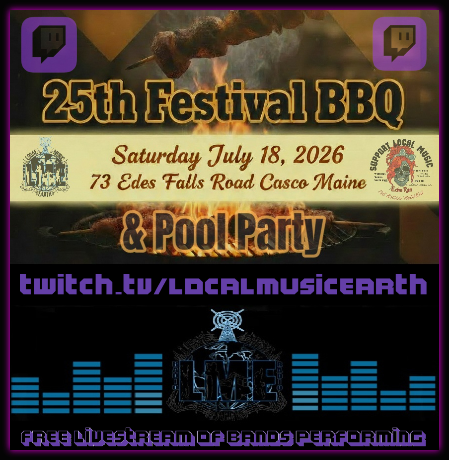 LocalMusicEarth's tweet photo. Can't make it to Casco, Maine for this monumental event? We got ya covered. We will be streaming the entire event live on our Twitch channel for free.
#Twitch Channel: https://t.co/jYUYVLiNqd
Event Information: https://t.co/ojfvXYkQav
#TwitchTV #LiveFestival #Livestream #TuneIn https://t.co/1C5QBfnu3k