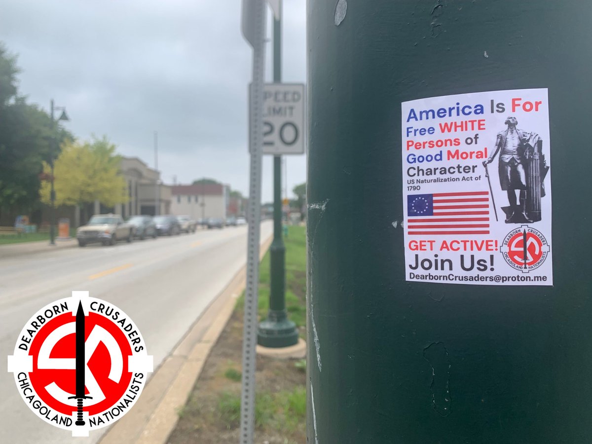 DearbornCruNats's tweet photo. Dearborn Crusaders distributed nationalist material in Lemont, Illinois! ⚡️🗡️

Get Active! Join Us!
DearbornCrusaders@proton.me https://t.co/VufSWpWYFa