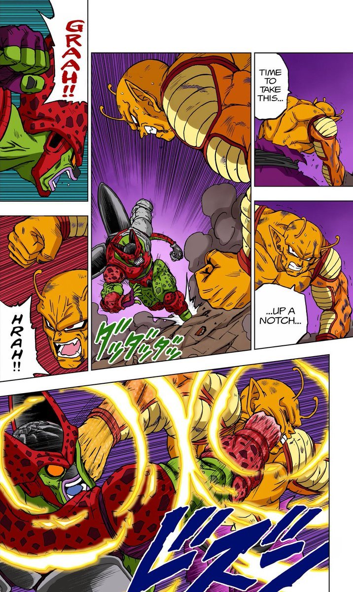 Giant Orange Piccolo Clashes Head On Against A Damaged Cell Max