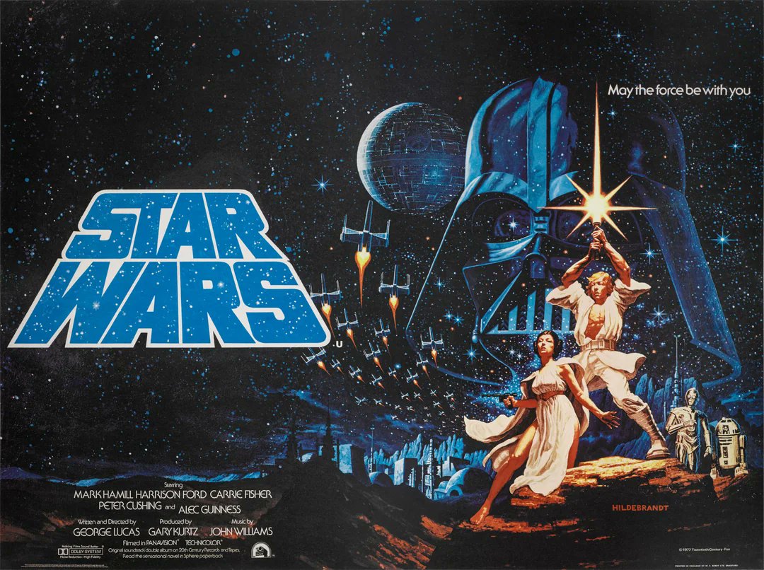 SciFiArchives's tweet photo. Star Wars (1977) poster by Tim and Greg Hildebrandt https://t.co/pA9O4diNbS