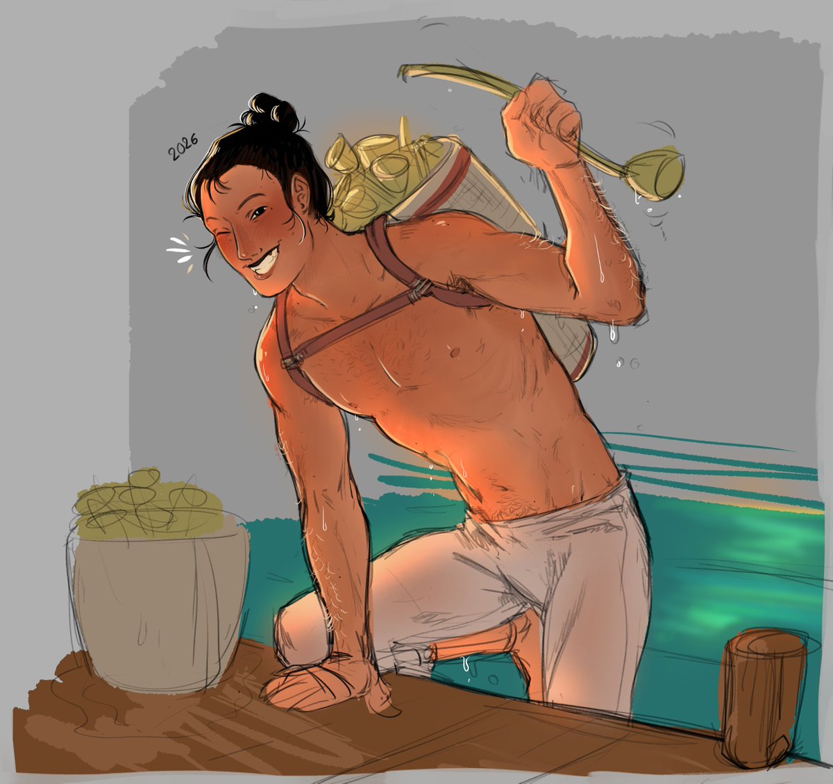 tooovski's tweet photo. Svsss oc made for artfight this year :)) 

based him of the entire concept that shang qinghua was getting rid of competition so sets up an accident where this guy gets stuck in a cursed sword during a delivery or smth https://t.co/jBICrcHYX8
