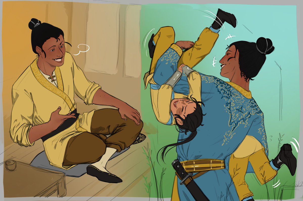 tooovski's tweet photo. Svsss oc made for artfight this year :)) 

based him of the entire concept that shang qinghua was getting rid of competition so sets up an accident where this guy gets stuck in a cursed sword during a delivery or smth https://t.co/jBICrcHYX8