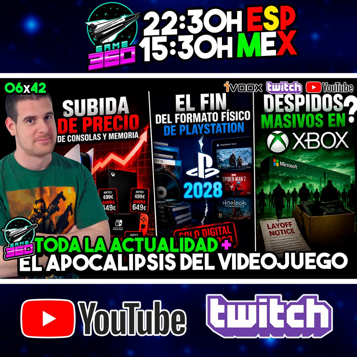 Arlan360oficial's tweet photo. DESPEGAMOS con un nuevo #Game360 con toda la actualidad y los 3 Jinetes del APOCALIPSIS:
- EL FIN del FORMATO FISICO en PS
- XBOX: CIERRE de STUDIOS ?? + info
- Las CONSOLAS y la Subida del precio de las memorias.
🟣https://t.co/7fsXzBfipc
🔴https://t.co/p5propHsvm https://t.co/I5TDB8LChe