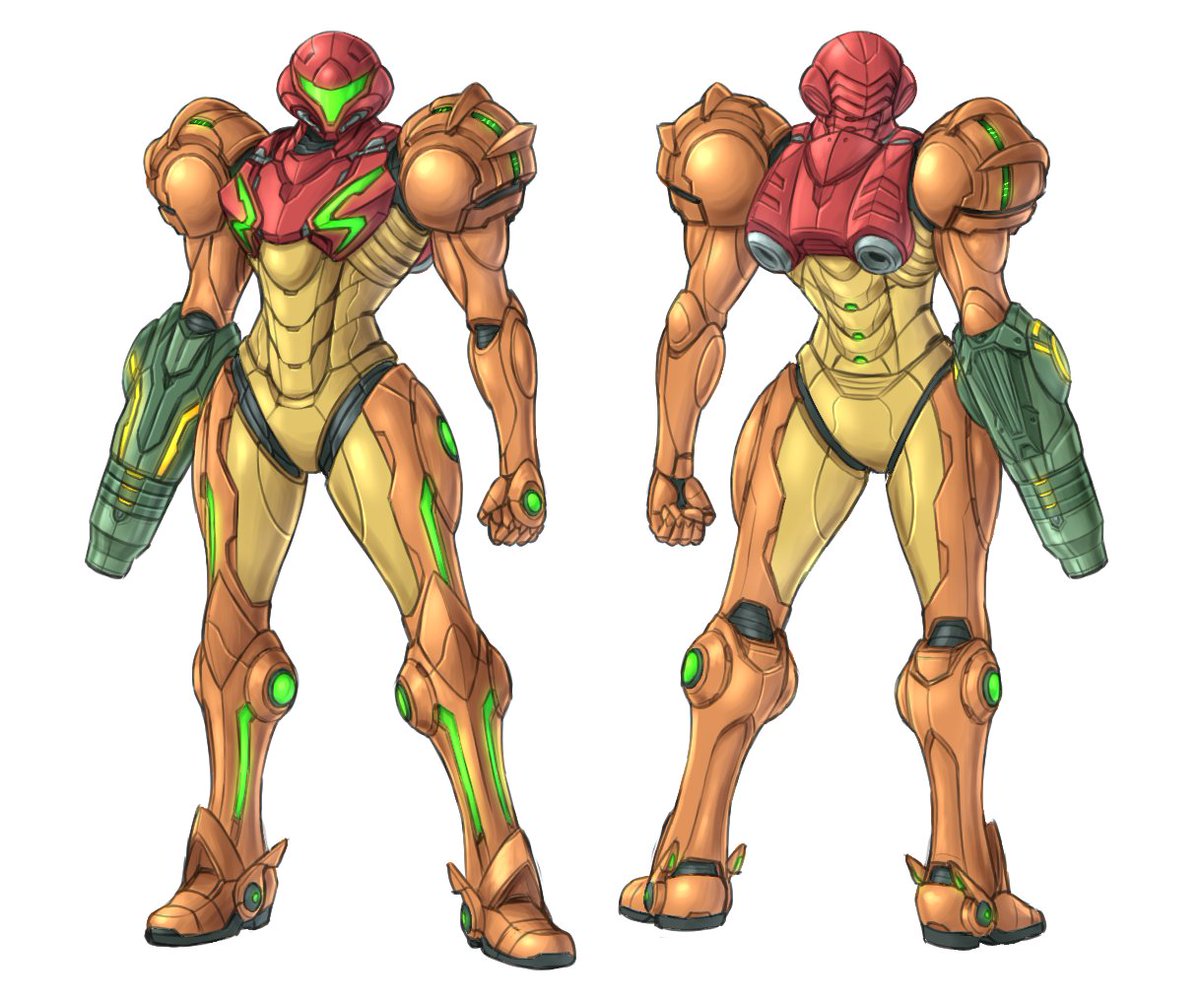 Noababoa's tweet photo. I wasn't happy with the back of the helmet and neck on the previous sketch for my Samus armor design. I think this will look better. #Metroid #SuperSmashBrosUltimate https://t.co/0mauw0xVAx