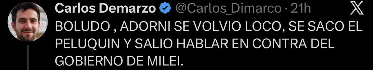 RepublicaArban's tweet photo. @Carlos_Dimarco “Salió hablar en contra del gobierno de milei” en qué parte mencionas que sirven esas palabras en la actualidad ? https://t.co/QyVme1zpMF