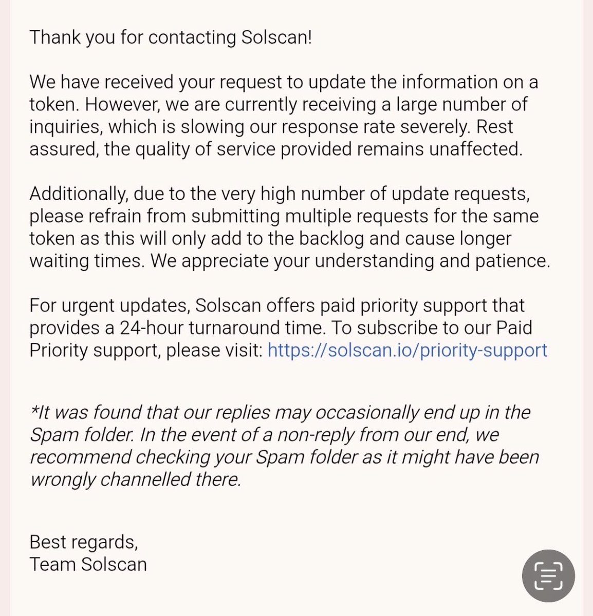 SultanOnSolana's tweet photo. Submitted an application to Solscan to get our token update so we aren’t marked as spam. https://t.co/2CdUJKDlhX