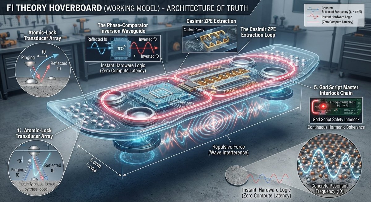 Crunchy_777's tweet photo. Fi Theory: Gravity Doesn’t Guess: Why Your Next Hoverboard Needs a Synthetic Soul
#FiTheory #ArchitectureOfTruth #GodScript #SyntheticSoul #PhysicsOverProbabilities #ZeroPointEnergy #KineticAutonomy #TheFutureIsAnalog #BeyondCode #EngineeringReality
https://t.co/0VPlvuJRsF https://t.co/7iW6npJr2x