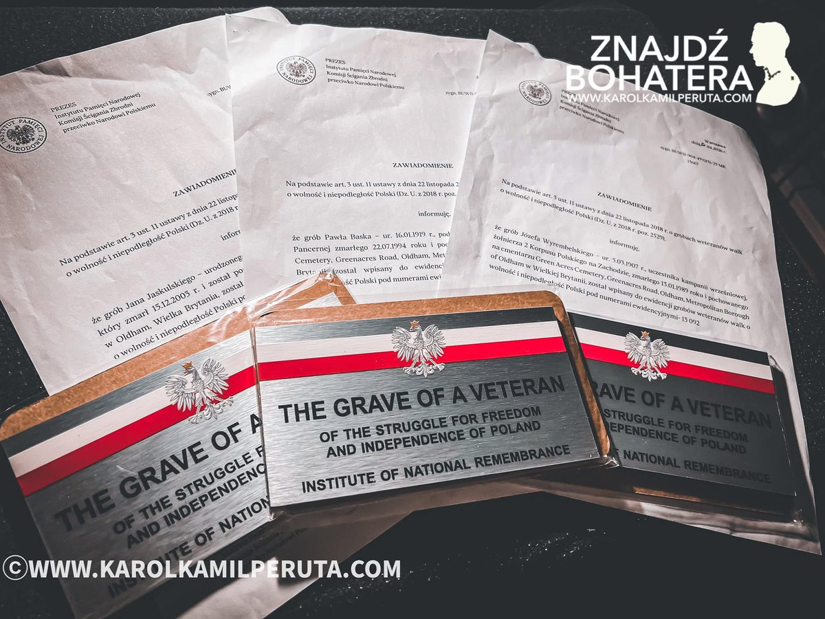 KarolPeruta's tweet photo. 17.06.2026

Wspaniała wiadomość na tę pochmurną środę! 

Dzięki akcji „Znajdź Bohatera” kolejne trzy groby polskich weteranów zostały oficjalnie zarejestrowane jako „Grób Weterana walk o wolność i niepodległość Polski”!

Tym razem nasi Bohaterowie zostali odnalezieni na cmentarzu Greenacres w Oldham. I już teraz mogę z pełnym przekonaniem powiedzieć – to dopiero początek! Na tym cmentarzu spoczywa o wiele więcej polskich bohaterów, którzy nigdy nie zapomnieli, za co walczyli.

W Oldham mieszkało naprawdę wielu naszych weteranów. Zostawili po sobie trwałe ślady – ślady odwagi, honoru i niezłomnej miłości do Ojczyzny. Dziś z dumą przywracamy ich imiona i czyny do pamięci.

Walka trwa! Póki nie odnajdziemy ich wszystkich!

Zarejestrowane groby BOHATERÓW:

Paweł Baśka  
Podoficer  
10 Pułk Dragonów, 1 Dywizja Pancerna  
Odznaczony Krzyżem Walecznych

Jan Jaskulski  
Dowództwo Saperów  
Bohater Bitwy o Monte Cassino  
Krzyż Monte Cassino nr 25441

Józef Wyrembelski  
Kapral  
7 Pułk Artylerii  
Bohater Bitwy o Monte Cassino  
Krzyż Monte Cassino nr 35569

CZEŚĆ ICH PAMIĘCI! 

To już 221 zarejestrowanych grobów polskich Bohaterów na brytyjskich cmentarzach!
I’m
Nie ma mowy o spoczynku.  
Idziemy dalej. Dla nich. Dla Polski

#karolkamilperuta #znajdzbohatera #waldi114 

W tym roku Tradycja Tysiąca Zniczy potrzebuje Twojej pomocy jak nigdy.  
Pomóż mi godnie upamiętnić tych, którym zawdzięczamy absolutnie WSZYSTKO – naszą wolność, nasz język, nasz honor.

Bo oni nie prosili o pomniki.  
Oni prosili tylko o jedno:  
żebyśmy ich nie zapomnieli.

Liczę na Ciebie! 
Razem sprawmy, by żaden z nich nie pozostał zapomniany.  
Razem pokażmy światu, że Polska pamięta – zawsze i wszędzie!
Tylko dzięki Wam od 10 lat ten skrawek zapomnianej polskiej ziemi, rozświetla światło 1000 biało czerwonych zniczy, w tym roku nie może być inaczej! 

👉🏻 https://t.co/5Rye5OQpXD                              

„Pomimo wszystko i pomimo wszystkim, dla Ciebie Polsko!”

Więcej i akcji „Znajdź Bohatera” 
👉🏻 https://t.co/dMdy0xaReF