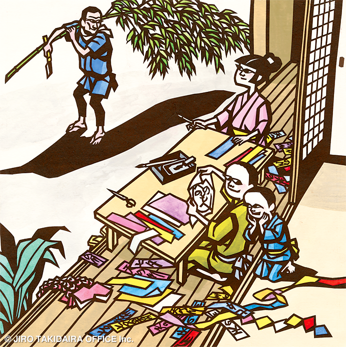 takidaira's tweet photo. a195

たなばた ＜Tanabata (Star Festival; A Japanese Tradition)＞ 1974年 きりえ／和紙・洋紙、墨・水彩 24.5×24.4cm
#JiroTakidaira #滝平二郎 https://t.co/A7L1NYXuTO