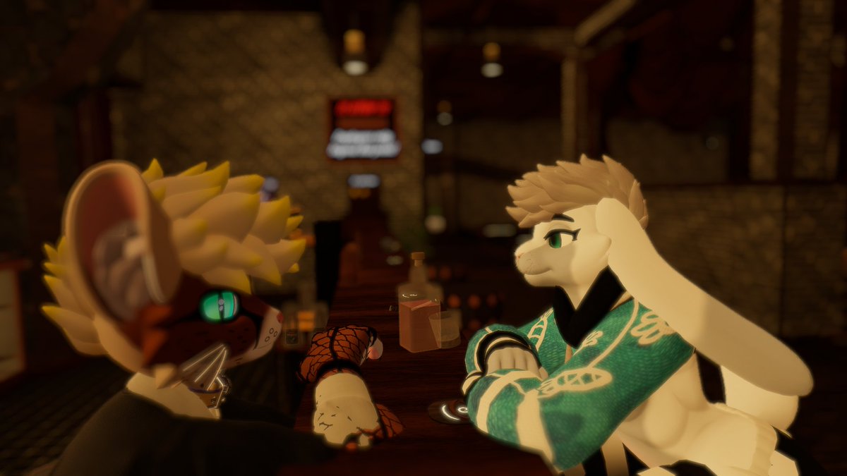 CajanSauce's tweet photo. Had a nice chat with @ChimeristCat at the bar. #vrchat #vrphotos #furry #gay #wholesome #vrc https://t.co/cxXYNxr5XF
