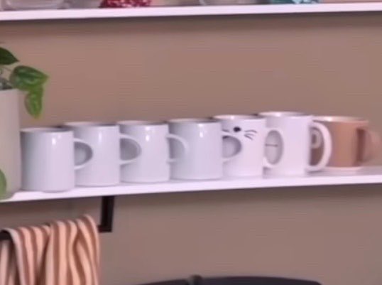 pinofdnp's tweet photo. i feel so represented by the whiskers mug in the middle of the normal ones https://t.co/qtAZYkzJBs